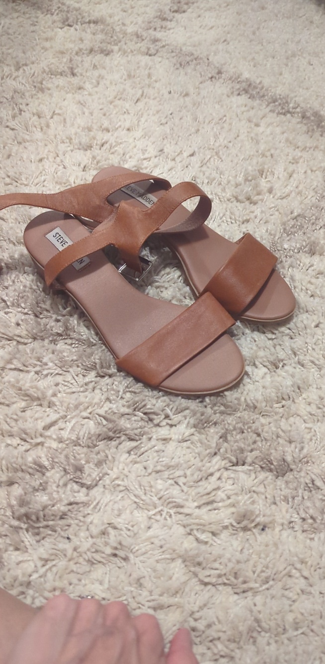 Steve Madden Brown Leather Strappy Block Heel Sandals